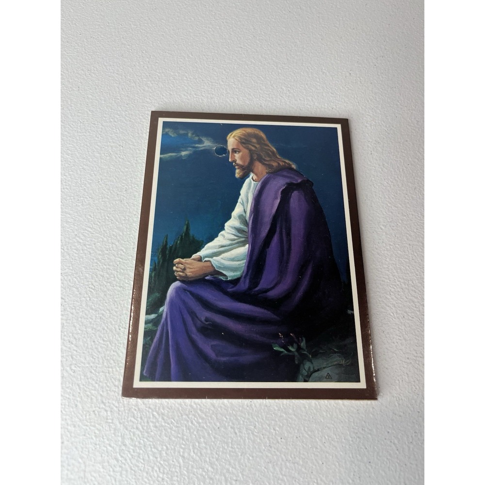 Vtg Picture Of Jesus Wall Plaque MCM Decor Religious